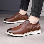 economico Casuale-Per uomo Oxfords Camminata Casual Pelle PU Confortevole Antiscivolo Traspirante Allacciatura Nero Marrone Autunno Inverno