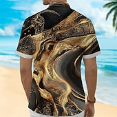 billige Geometrisk mønster-Herre Geometrisk Marmor Abstrakt flytende kunst Skjorte Sommerskjorte Skjorte med knapper Kortermet Fashion Casual utendørs Feriereise Hverdag Sommer Vår Aftæpning 3D-utskrift krage skjorter Front