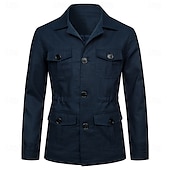 economico Capispalla Elite da Uomo-Per uomo Giacca Leggera Blazer 100% lino Scuola Formale Vacanza Elegante Vintage Estate Primavera Lino Tinta unica Tasca Delicato sulla Pelle Comodo Monopetto Un Bottone Bottone frontale Giacca