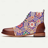 baratos sapatos Jacquard-Botas masculinas coloridas de tecido jacquard com cadarço e mandala – botins de estilo étnico artístico para viagens, looks casuais e eventos culturais