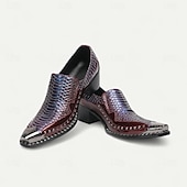 economico Mocassini in pelle premium-Mocassini in pelle di lusso bordeaux e blu con texture coccodrillo per uomo - Scarpe da cerimonia per uomini alla moda in eventi formali e serate fuori