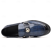 abordables Semi-formel-Mocassins en similicuir bordeaux pour homme, effet crocodile, avec boucle décorative en métal, pour hommes d&#039;affaires, événements formels et banquets