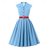 levne Šaty-Retro 50. léta Rockabilly Polední Šaty na šaty Flare šaty S páskem A-Linie Dámské Dovolená Maturita Retro tematická párty Dospělé Šaty Jaro léto