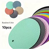 economico Stoccaggio cucina-10 tappetini rotondi multifunzionali in silicone resistenti al calore, sottobicchieri e sottopentola antiscivolo, protezioni per tavolo per cucina, sala da pranzo, picnic, colori casuali