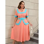 preiswerte Kleider-Retro Vintage 1950er Rockabilly Midlänge A-Linien-Kleid Ausgestelltes Kleid Übergröße Damen Urlaub Heimkehr Party &amp; Abend Erwachsene Kleid Frühling &amp; Sommer