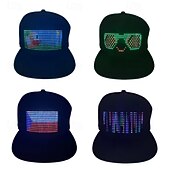 abordables appareils électroménagers-Casquette intelligente Bluetooth multilingue à LED, chapeau Bluetooth personnalisé, application mobile, contrôle, édition, affichage LED, chapeau, lampe LED, mot