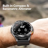 Χαμηλού Κόστους Smartwatch-Νέο στρατιωτικό έξυπνο ρολόι για άνδρες με φακό LED, πυξίδα 1.43, λειτουργίες οθόνης AMOLED, ανθεκτικό έξυπνο ρολόι για iOS και Android