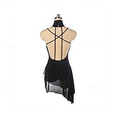 economico Abiti da Pattinaggio Artistico-Abito da pattinaggio artistico Per donna Ragazze Pattinaggio sul ghiaccio Vestito Nero Patchwork Foro per il pollice Rete Spandex Elasticizzato Allenamento Professionale Competizione Vestiti da