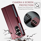 お買い得  サムスン用ケース-電話 ケース 用途 サムスンのギャラクシー Zフォールド7 Zフォールド6 Z Fold 5 ウォレットカードケース スタンド付き 磁石バックル ワイヤレス充電をサポート レトロ風 TPU PUレザー
