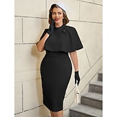 abordables Robes-Rétro Vintage Années 1950 Rockabilly Midi Robe de cocktail Robe fourreau Grande taille Col rond Femmes Performance Soirée &amp; Fête Soirée à thème rétro Adultes Robe Printemps &amp; Été