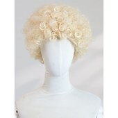 cheap Party Wigs-10‑Inch Gold African Curl Wig for Women – Full Bangs, Long Synthetic Hairpiece, Perfect for Halloween Cosplay &amp; Party Looks