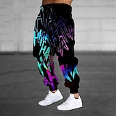 tanie Dresy-Męskie Kolorowy Graffiti Spodnie dresowe Uprawiający jogging Spodnie Średni Talia Elastyczna talia ze sznurkiem Codzienny Jogging Streetwear Ćwiczyć Spodnie dresowe sportowe z kieszeniami Wiosna