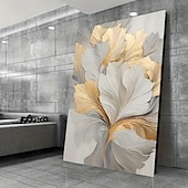 cheap Down to $30-One Piece Frameless Gold Floral Canvas Wall Art Modern Abstract Flower Print Elegant Home Decor Suitable For Living Room And Bedroom Frameless