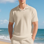 cheap Men&#039;s Classic Polo-Men&#039;s Golf Shirt Golf Polos Shirts Work Casual Lapel Short Sleeve Basic Modern Plain Jacquard Summer Regular Fit Black White Red Royal Blue Khaki Light Grey Golf Shirt