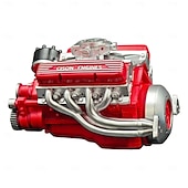 billiga Skulpturer-V8-motor hartsprydnad bensin liten blockmotor modellbyggsatser invecklad växeldesign motorfigur skulptur hantverk för skrivbord bokhylla dekoration
