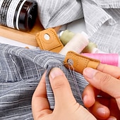 abordables coser y tejer y ganchillo-4 dedales de cuero para coser a mano, acolchado, protectores de dedos de cuero, alfileres, agujas, accesorios para manualidades de tejido, herramientas de costura DIY, 2 tamaños