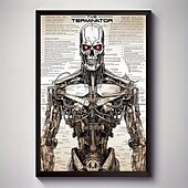 preiswerte Halloween-Modernes, einfarbiges 1-teiliges Terminator-Kunstposter auf Leinwand, ungerahmt, Sci-Fi-Wanddekoration mit detaillierter Roboterillustration – wasserdicht, perfektes Geschenk und Heimdekoration,