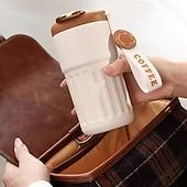 お買い得  キッチン用品＆小物-温度表示付きコーヒー魔法瓶、ステンレススチール製断熱トラベルマグ、女性用ポータブルウォーターボトル、漏れ防止保温保冷カップ