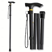 billiga Campingutrustning-justerbar höjd vandringsstav 1-pack hopfällbar käpp lätt aluminiumlegering kombinationslås resevandringshjälpmedel för män kvinnor äldre - bärbar&amp;amp;hopfällbar (svart)