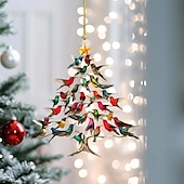olcso Díszek-kolibri karácsonyfadísz (nem üreges) 2D átlátszó akril lapos függődekoráció, madárfa sziluett ablakba, fára, asztali ünnepi ajándék természetkedvelőknek, 8cm