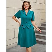 tanie Sukienki-Retro / vintage Lata 50. Rockabilly Południe Sukienka z linii Rozkloszowana sukienka Puszysta Krój A Damskie Formalny Biuro / praca Impreza w stylu retro Dla dorosłych Sukienka Wiosna i lato