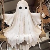 Недорогие Хэллоуинские висячие и настольные украшения-Фигурка-качели на Хэллоуин, качающаяся тень, привидение на качелях из дерева, забавное украшение в виде привидения из смолы для рабочего стола, книжной полки, сада &amp;украшение патио