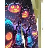 billiga Pojkes Halloween kostymer-Halloween Pojkar 3D Pumpa T-shirt Långärmad Vår Höst Mode Grundläggande Barn 4-12 år Rund hals Utomhus Ledigt Dagligen Normal