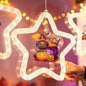 levne Halloween v interiéru-1 ks 27,6 cm halloween netopýr duch čaroděj klobouk dýně černá kočka netopýr přísavka led přísavka okenní světlo párty okno vnitřní atmosféra dekorativní světlo aaa baterie box teplé světlo běžící