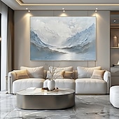 preiswerte Landschaftsgemälde-handgefertigtes Ölgemälde auf Leinwand, Wandkunst, Dekoration, modern, abstrakt, Berge, Flüsse, Naturlandschaft für die Inneneinrichtung, aufgespanntes Gemälde zum Aufhängen / gerolltes rahmenloses,