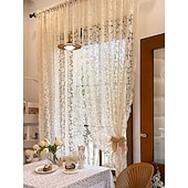 billiga Genomskinliga gardiner-1 st vintage jacquard transparent gardin kort gardin med stångficka polyesternät spets broderad heminredning vardagsrum sovrum kök