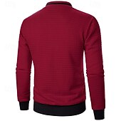 baratos Jaquetas Casuais-Homens jaqueta leve Jaqueta casual Jaqueta do time do colégio Férias Diário Bolsos Emenda Primavera Outono Bloco de cor Moda Clássico Colarinho Chinês Padrão Tecido Waffle Preto Branco Vinho Azul