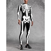 tanie Stroje dla par i grup-Karnawał 2026 Body Kostiumy dla par na Halloween Kombinezon zakrywający całe ciało Szkielet Straszny Kostium Doroślu Dla dzieci Wszystko Halloween Karnawał Dzień Zmarłych Kij Impreza Spektakl Łatwe