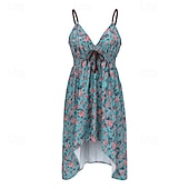 billiga Bohemklänningar-Dam Mini klänning Slipklänning Boho-klänning Västerländsk klänning Mode Klassisk Modern Utomhus Semester Helgdag Normal Blomma Ärmlös Smala axelband Grön Sommar