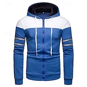 abordables sudaderas basicas hombre-Hombre Sudadera Sudadera con capucha y cremallera completa Negro Azul Marino Azul Piscina Naranja Con Capucha Plano Retazos Cremallera Bloque de Color Deporte Casual Diario Ropa de calle Fresco Ropa