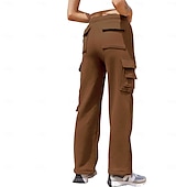 abordables pantalon cargo femme-Femmes Pantalons Cargo Chinos Occasionnel Athlétique Longueur mollet Naturel Uni Ceinture Élastique Poches multiples Confortable Respirabilité Décontracté Quotidien Abricot Bleu de minuit Café Bleu