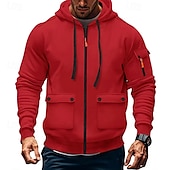 economico felpe in pile-Per uomo Felpa con cappuccio Felpa con cappuccio in pile Felpa con cappuccio tattica Nero Bianco Vino Verde militare Rosso Con Cappuccio Semplice Tasca Sport &amp; Outdoor Casuale Quotidiano Streetwear