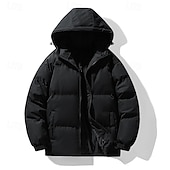 cheap Puffer Jackets-Men&#039;s Hiking Jacket Puffer Jacket Winter Jacket Outdoor Thermal Warm Hiking Outfits Hiking Clothes Winter Top Camping / Hiking / Caving Traveling Black White Khaki