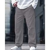 お買い得  クラシック-男性用 リネンパンツ ズボン サマーパンツ ビーチパンツ ポケット 弾性ウエスト ドローストリング 平織り 履き心地よい 高通気性 バケーション 日常 祝日 ハワイアン ボヘミアン ブラック ホワイト