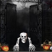 billiga Utomhusdekoration-Halloween-skelett, banbrytande dekorationsset, realistiska dödskalle- och armstöttor för utomhusträdgårdsdekor, läskigt Halloween-skelett-rekvisitakit