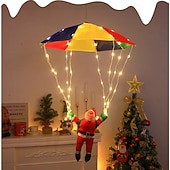 halpa Koristevalot-1 kpl jouluinen joulupukin laskuvarjohyppyriipus riippuvalaisin, nahkalankavalaisin, sisä- ja ulkokäyttöön tarkoitettu joulutunnelmavalaisin, aurinko-/AAA-paristokotelo/USB-virtalähde