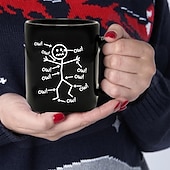 economico Tazze e tazzine-Tazza da caffè divertente, grafico del dolore con figura stilizzata, tazza in ceramica nera da 11 once e 330 ml, regalo sarcastico per amici, colleghi e adulti.