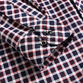 economico camicie di flanella-Per uomo Camicia casual Camicia di flanella Camicia a quadri Camicia con Bottoni Rosso Blu Manica Lunga Quadri Bavero Vacanza Casual Quotidiano Bottonato Abbigliamento Poliestere Moda Casual