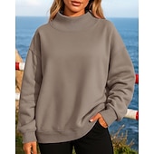 economico Felpa &amp; Sweatshirt-Per donna Felpa in pile Felpa pullover Manica Lunga Top Athleisure Tinta unita Calore Termico Antivento Escursionismo Allenamento Corsa abbigliamento sportivo Abbigliamento sportivo Nero Bianco Rosa