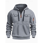 preiswerte Basic-Hoodies für Herren-Herren Kapuzensweatshirt Viertelreißverschluss Kapuzensweatshirt Schwarz Armeegrün Marineblau Khaki Hellgrau Mit Kapuze Einfach Tasche Kordelzug Sport &amp; Outdoor Täglich Ferien Polyester Streetwear