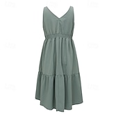 preiswerte Ausgefallene Kleider-Damen Minikleid Unterkleid Boho-Kleid Westernkleid Mode Klassisch Outdoor Ferien Ausgehen Normale Passform Einfach Ärmellos Spaghettiträger Dunkelgrün Sommer