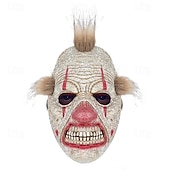economico Maschera di Halloween &amp; Accessori-Maschera da clown malvagio di Halloween per adulti, maschera in lattice per costumi spaventosi realistici, maschera da Joker sorridente e inquietante per cosplay, spettacoli, feste al bar e