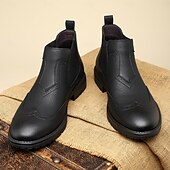abordables Bottes de Chelsea-Homme Bottes Bottes Chelsea Marche ancien Occasionnel Britannique Cuir PU Confortable Antidérapant Chaud Bottines Mocassin Noir Marron Kaki Automne Hiver