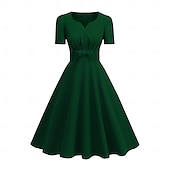 levne Šaty-Retro 50. léta Rockabilly Polední Koktejlky Houpací šaty Flare šaty Do V Maškarní kostým Dámské předvečer Všech svatých Karneval Dovolená Maturita Párty a večer Dospělí Šaty