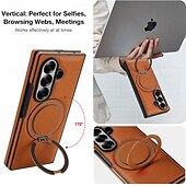 halpa Samsung-kotelot-puhelin Etui Käyttötarkoitus Samsung Galaxy Z-taitto 7 Z Taita 6 Z Fold 5 Z Fold 4 Z Fold 3 Lompakkokorttikotelo Tukee langatonta latausta Tukijalka Iskunkestävä Retro TPU PU-nahka