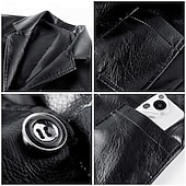 cheap Men's Classic Blazers-Men's Faux Leather Jacket Blazer Jacket Formal Office Casual Daily Pocket Punk Fashion Spring &amp; Summer PU Leather Synthetic Leather Solid Color Pocket Comfy Single Breasted Blazer Black Coffee